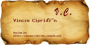 Vincze Ciprián névjegykártya